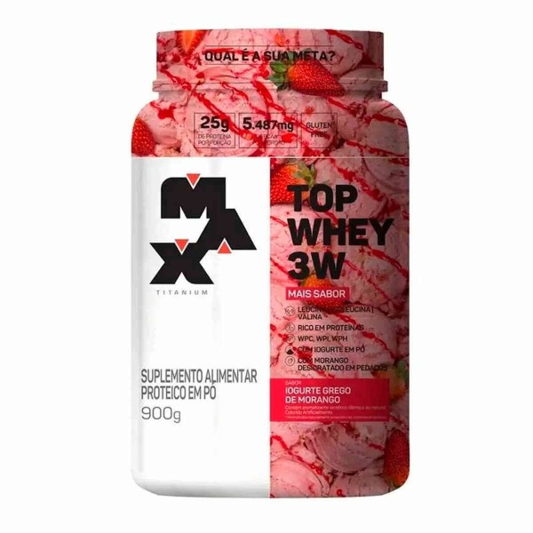 Encontraproduto.com.br - Top Whey Max Titanium 3W + Sabor Iogurte Grego Morango 900g (MP)