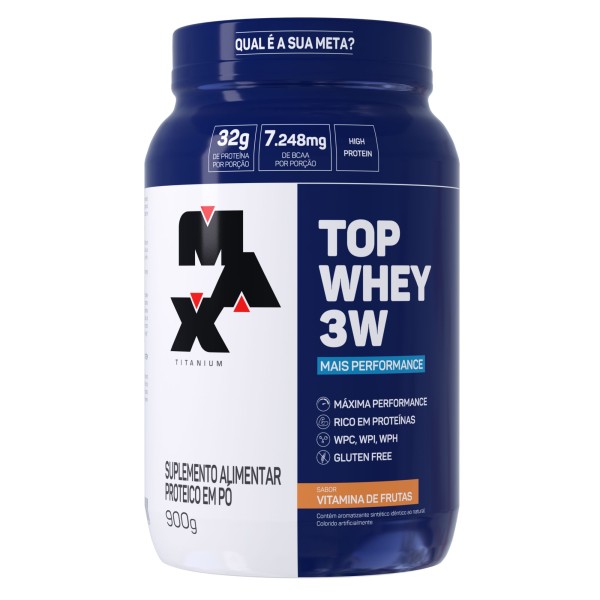 Encontraproduto.com.br - Top Whey Max Titanium 3W + Performance Vitamina Frutas 900g (MP)