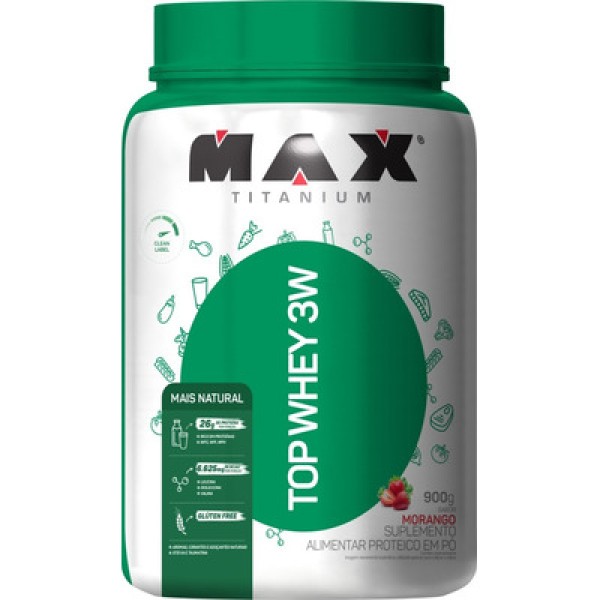 Encontraproduto.com.br - Top Whey 3w Natural 900gr Morango Max Titanium