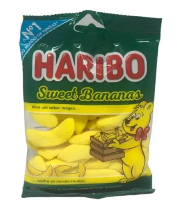 Bala de Gelatina Sweet Bananas Haribo Pacote 90g