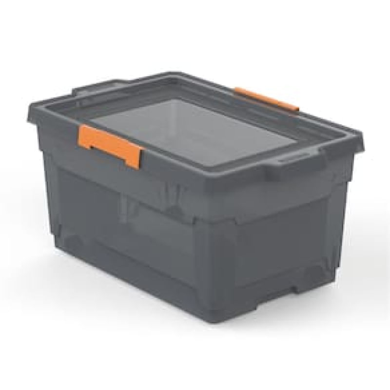 Caixa Organizadora Tramontina Com Tampa 92555012 60L Fumê
