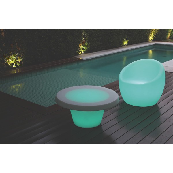 Mesa de Centro 80x39 cm Cona Lumiere Transparente Iluminada com Lâmpada Led em Polietileno Tramontina 92720111