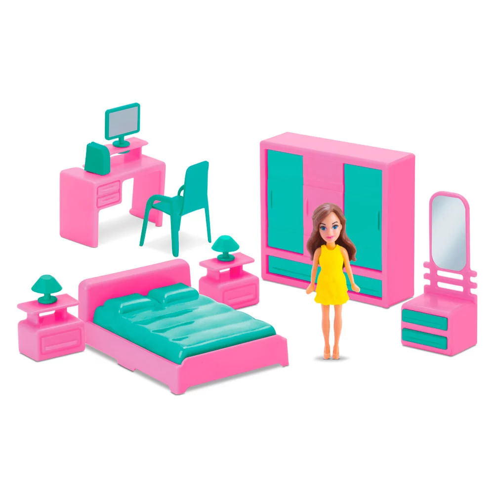 Encontraproduto.com.br - Playset Boneca com Quarto Samba Toys Coleção Judy