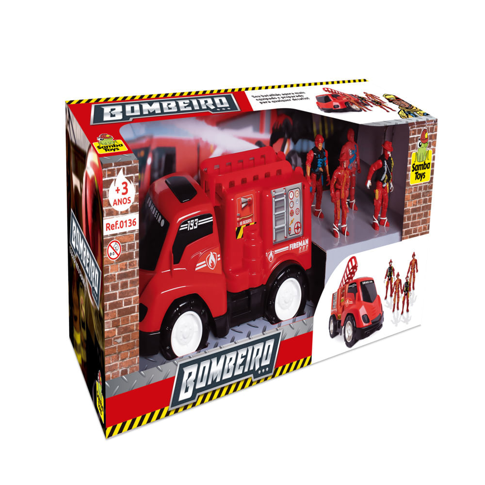 Encontraproduto.com.br - Carro Base Móvel Bombeiros Samba Toys