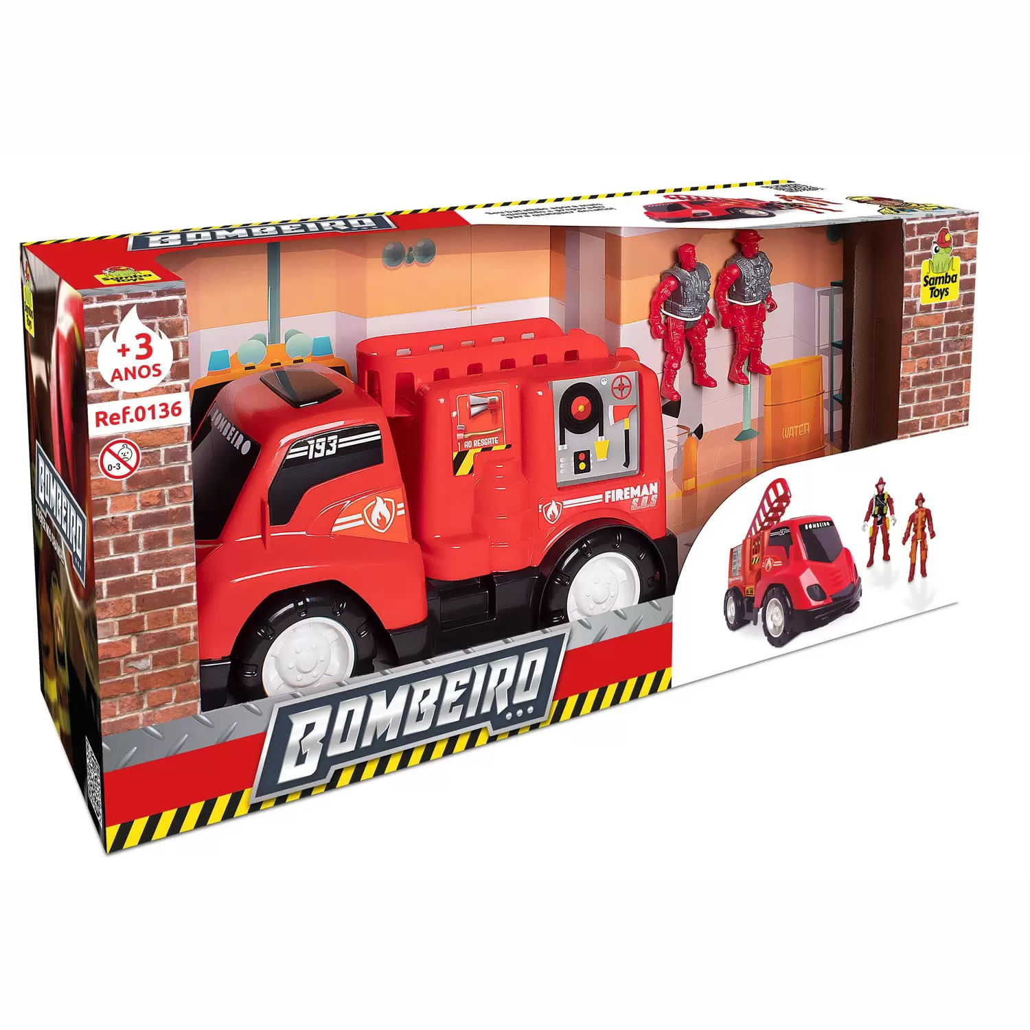 Encontraproduto.com.br - Carro Base Móvel Bombeiros Samba Toys