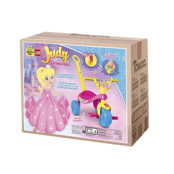 Encontraproduto.com.br - Triciclo Tchuco Judy Princesa com Empurrador 0641 Menina Samba Toys