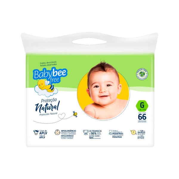 Fralda Baby Bee Free Protecao Natural G 66 Unidades