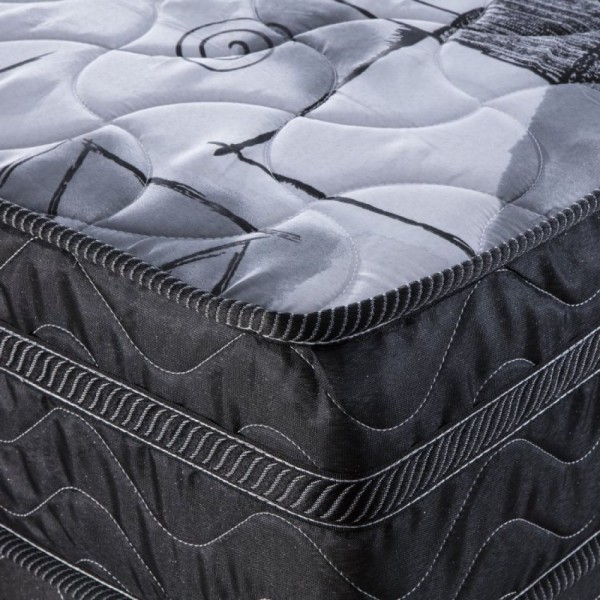 Encontraproduto.com.br - Cama com Box Solteiro Imperial Black 0,88x1,88x0,53cm Molas Tecido Poliéster Preto, Tecido Poliéster Grafite