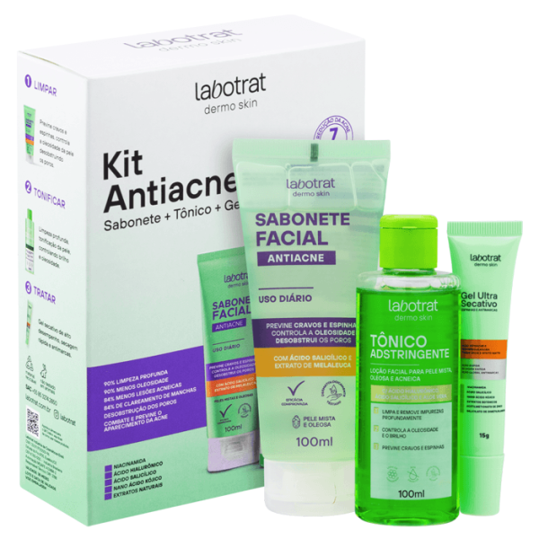Encontraproduto.com.br - Kit Facial Labotrat Antiacne Dermo Skin com 3 Itens