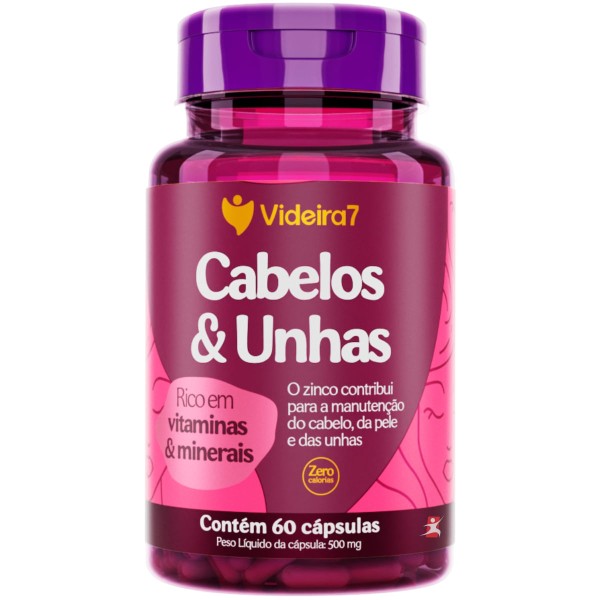 Encontraproduto.com.br - CABELOS E UNHAS RICO EM VITAMINAS E MINERAIS 60 CÁPSULAS – VIDEIRA7