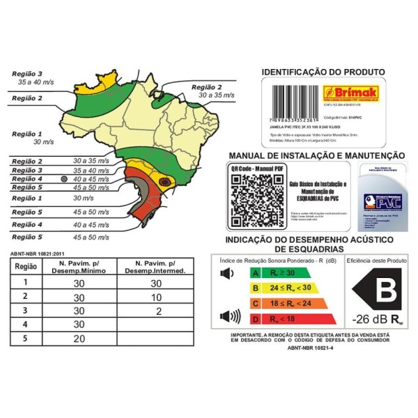 Encontraproduto.com.br - Janela PVC 3 Folhas Móveis Redução Acústica - 100x240