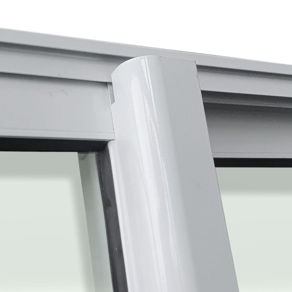 Encontraproduto.com.br - Porta De Correr 3 Folhas Moveis Sequenciais 210 X 120 Elite Com Fechadura Tetra Vidro Liso Branco