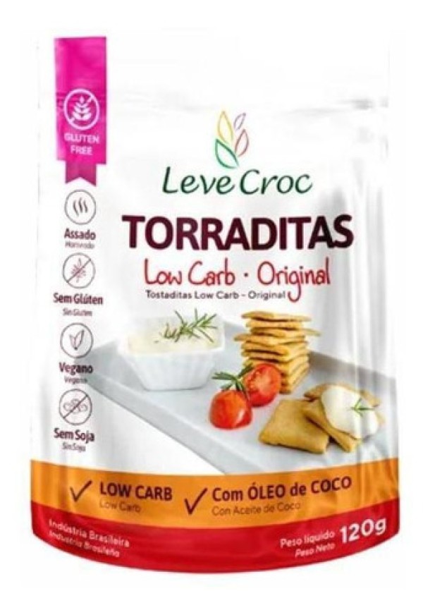 Encontraproduto.com.br - Torraditas LEVE CROC Low Carb Original sem Glúten,sem Soja e Vegano 120g