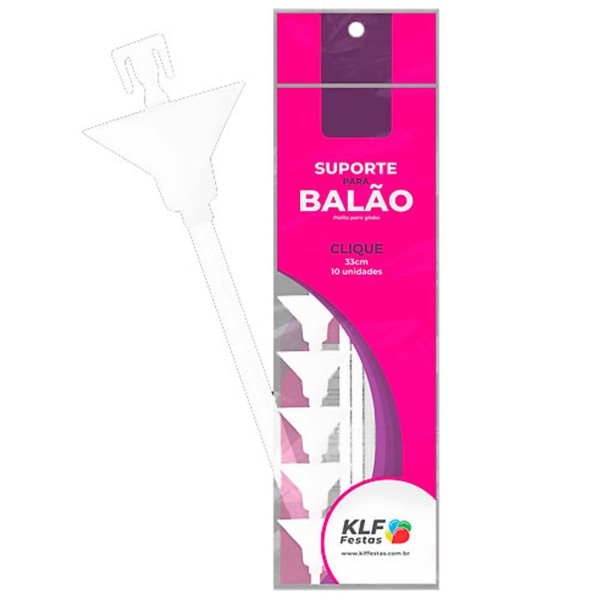 Suporte para Balão Branco Clique 33cm c/10 - KLF Festas