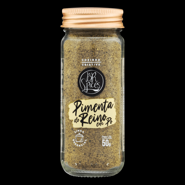 Encontraproduto.com.br - Pimenta-do-Reino Pó com Tampa Dosadora BR Spices Essencial Vidro 50g