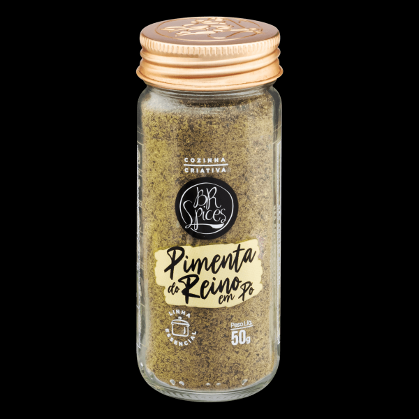 Encontraproduto.com.br - Pimenta-do-Reino Pó com Tampa Dosadora BR Spices Essencial Vidro 50g