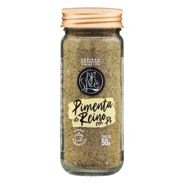 Encontraproduto.com.br - Pimenta-do-Reino Pó com Tampa Dosadora BR Spices Essencial Vidro 50g