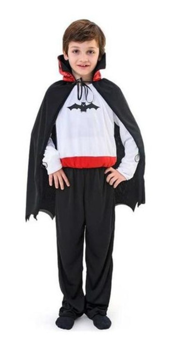Encontraproduto.com.br - Fantasia Vampiro Infantil de Halloween Conde Drácula Longa Com Capa P 2 - 3