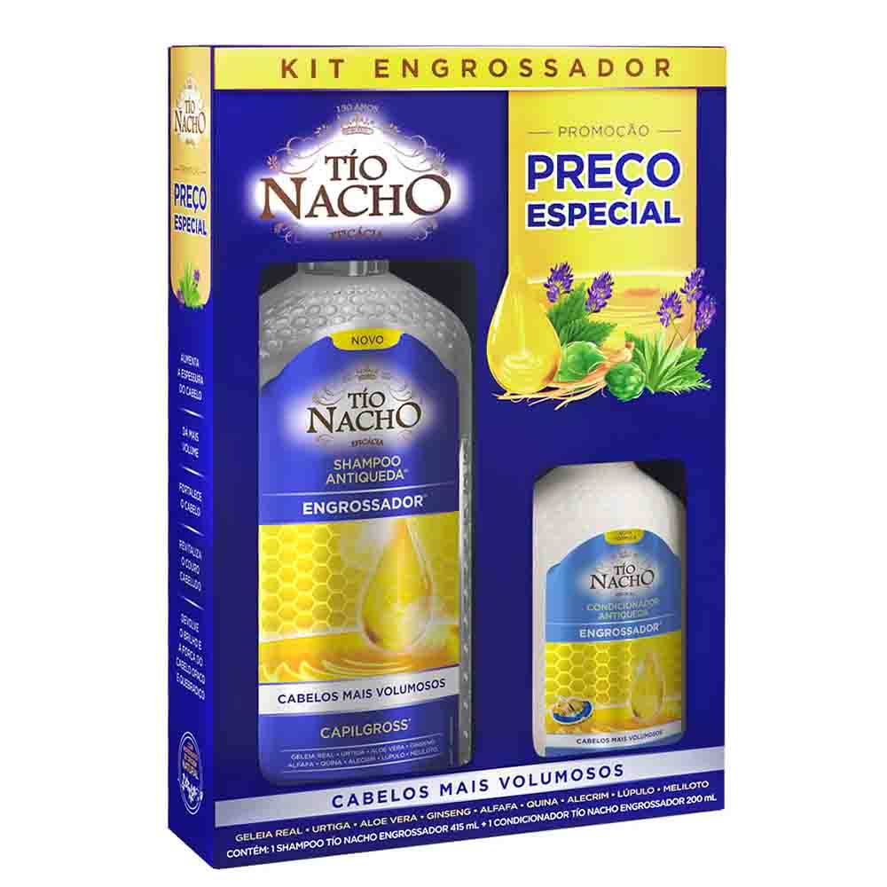 Encontraproduto.com.br - Kit Shampoo 415ml + Condicionador 200ml Tio Nacho Engrossador