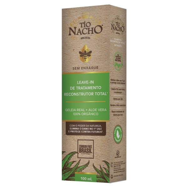 Encontraproduto.com.br - Tio Nacho Leave-In Reconstrutor Total Com Aloe Vera 100% Orgânico, Hidrata E Controla O Frizz,  100ml