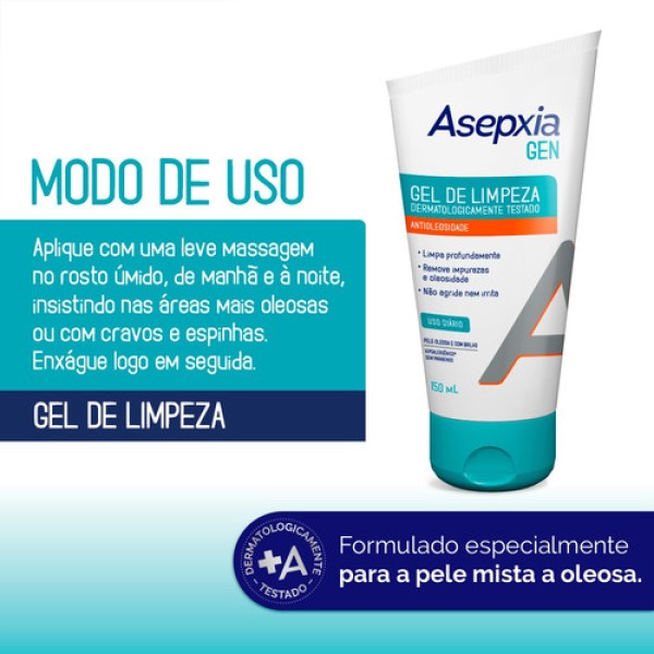 Gel Para Limpeza Asepxia Gen 150ml Antioleosidade