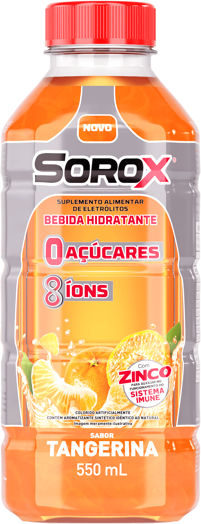 Suplemento Alimentar de Eletrólitos SoroX Sabor Tangerina 550ml