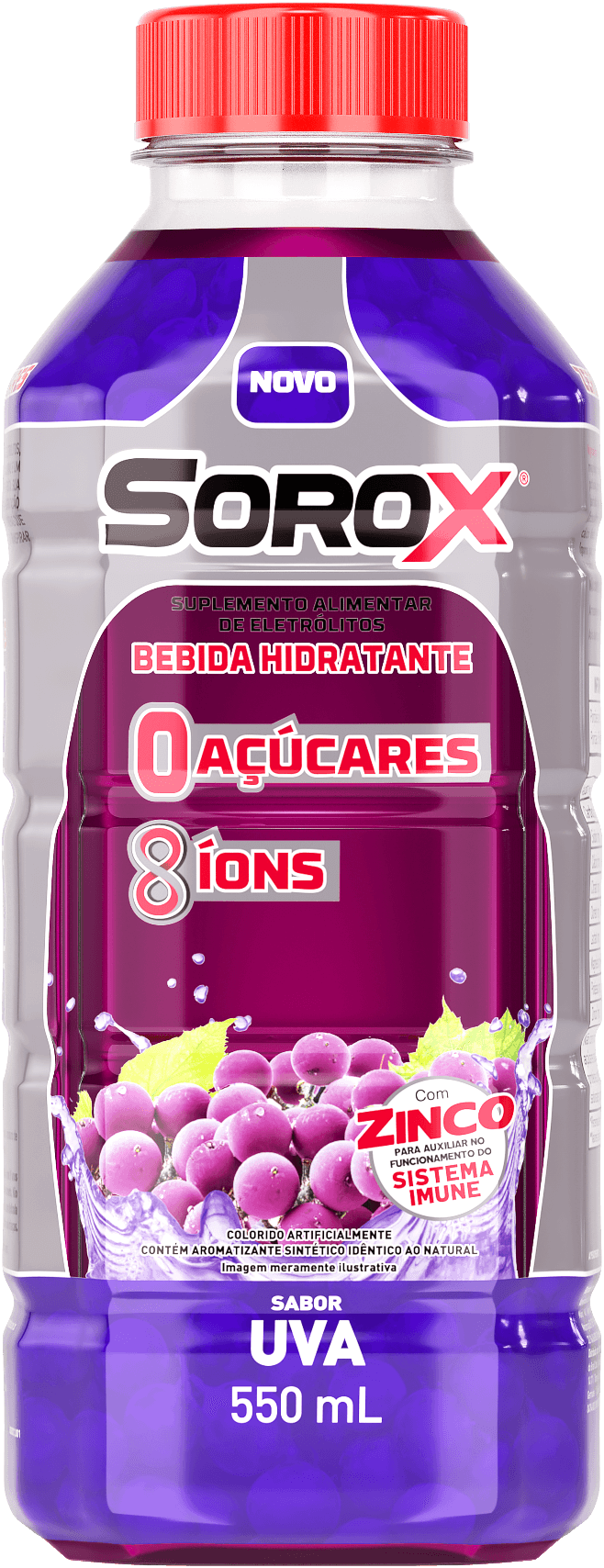 Suplemento Alimentar de Eletrólitos SoroX Sabor Uva 550ml