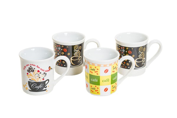 Encontraproduto.com.br - Conjunto De 4 Canecas Porcelana 150ml Café