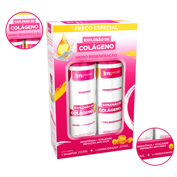 Encontraproduto.com.br - Kit Duo Shampoo 200ml + Condicionador 200ml Explosão de Colágeno