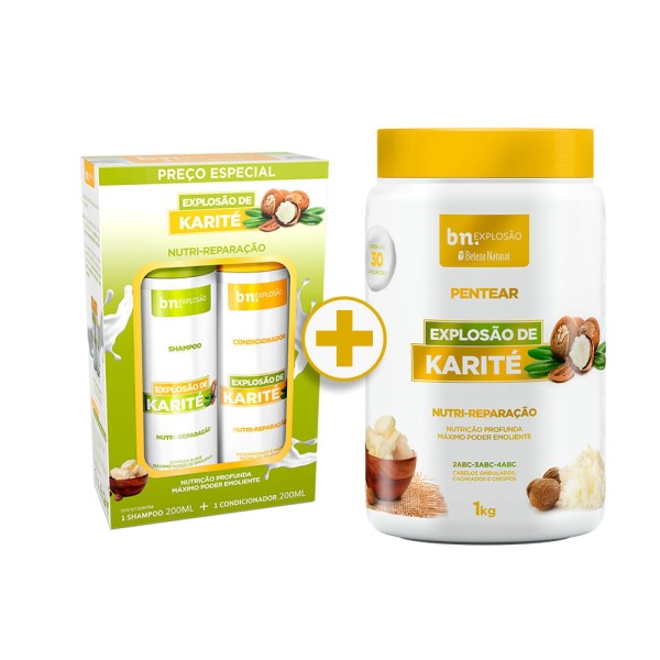 Encontraproduto.com.br - Kit Shampoo 200ml + Condicionador Explosão De Karité 200ml