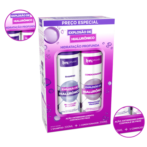 Encontraproduto.com.br - Kit Duo Shampoo 200ml + Condicionador 200ml Explosão de Hialurônico