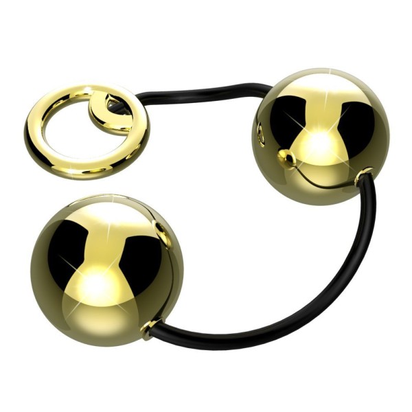 Encontraproduto.com.br - Colar Tailandês Dourada Com 2 Bolinhas Em Metal E Alça De Segurança Hard Ben-Wa