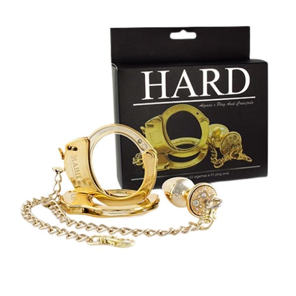 Encontraproduto.com.br - Plug Anal P Com Algemas E Joia Cravejadas Dourado | Hard