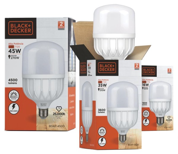 Encontraproduto.com.br - Lâmpada LED Alta Potência T80 25W 6500K Black+Decker