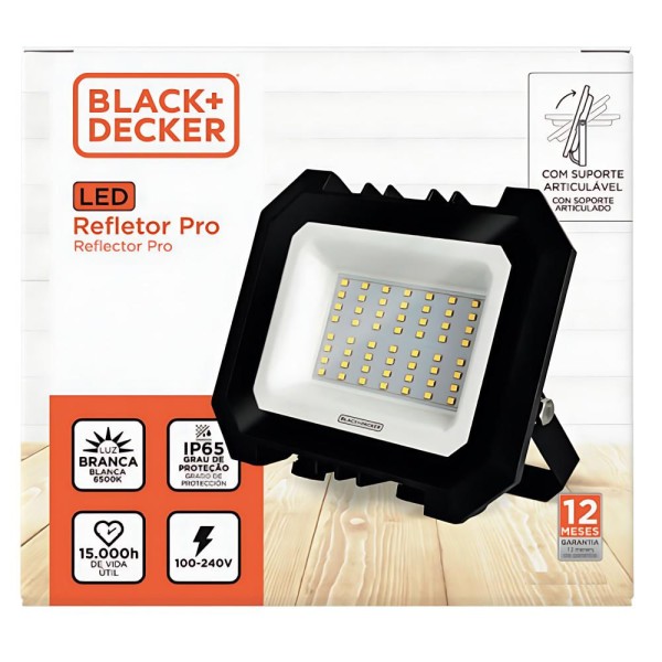 Encontraproduto.com.br - Refletor Led Pro 100-240V 6500K 100W 8000 Lúmens IP65 Black+Decker