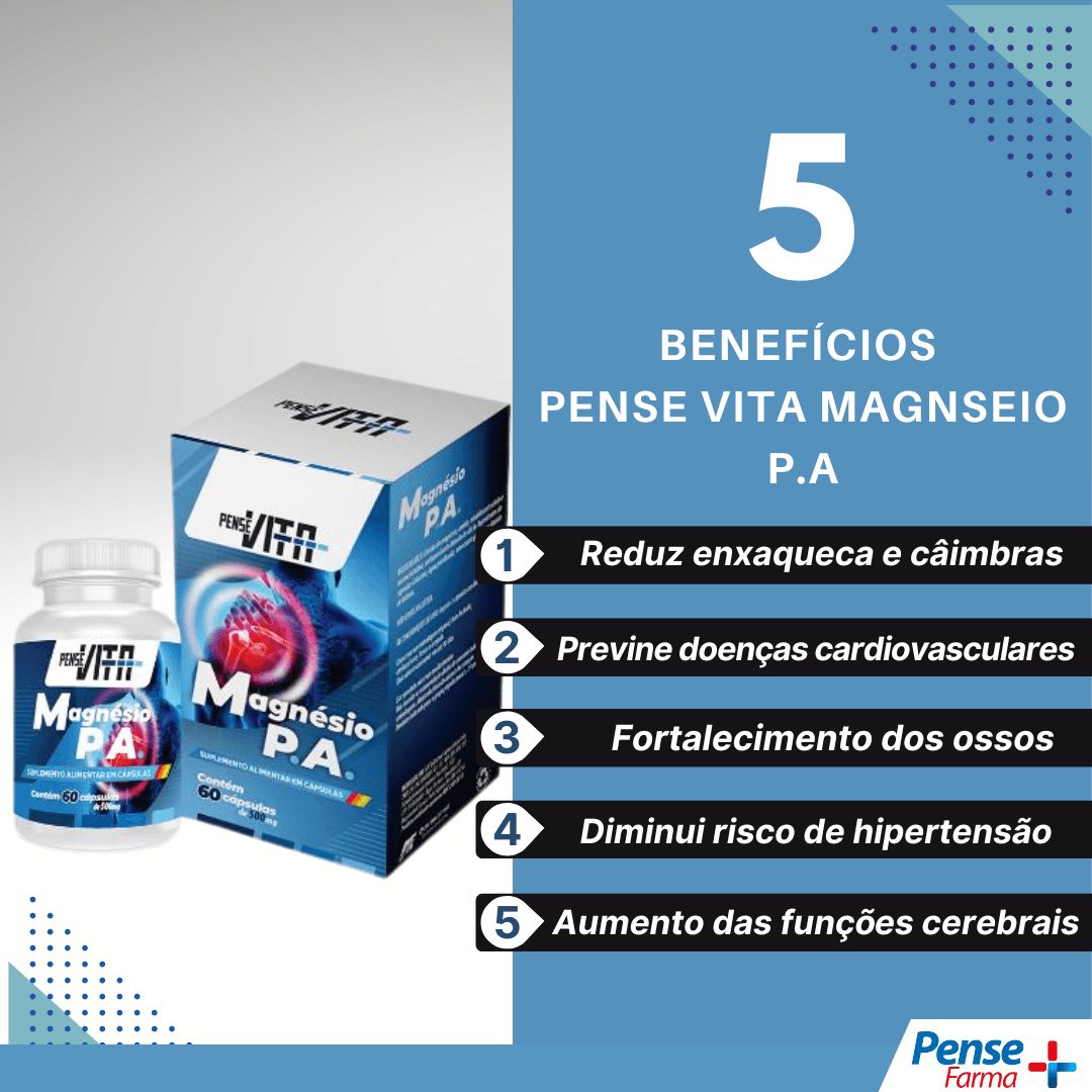 Encontraproduto.com.br - Pensevita Cloreto de Magnésio PA Concentrado 500mg com 60 Capsulas