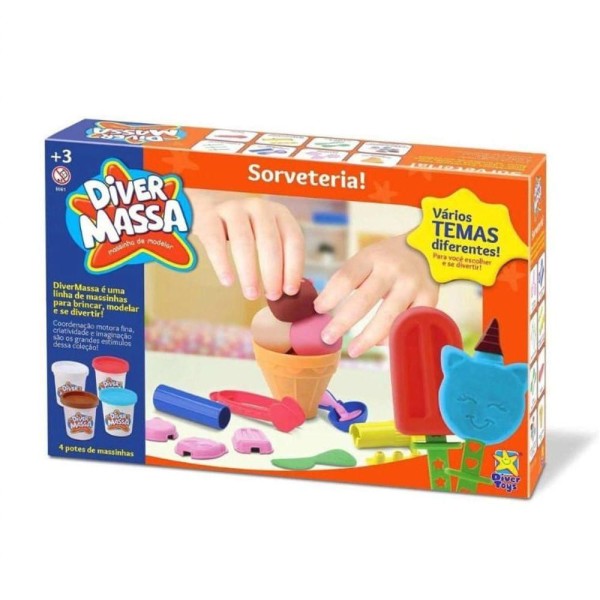 Massinha De Modelar - Diver Massa - Sorveteria - 4 Potes - Divertoys