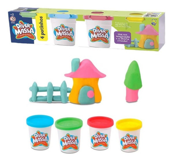 Kit com 4 Massinhas Divertoys 8064