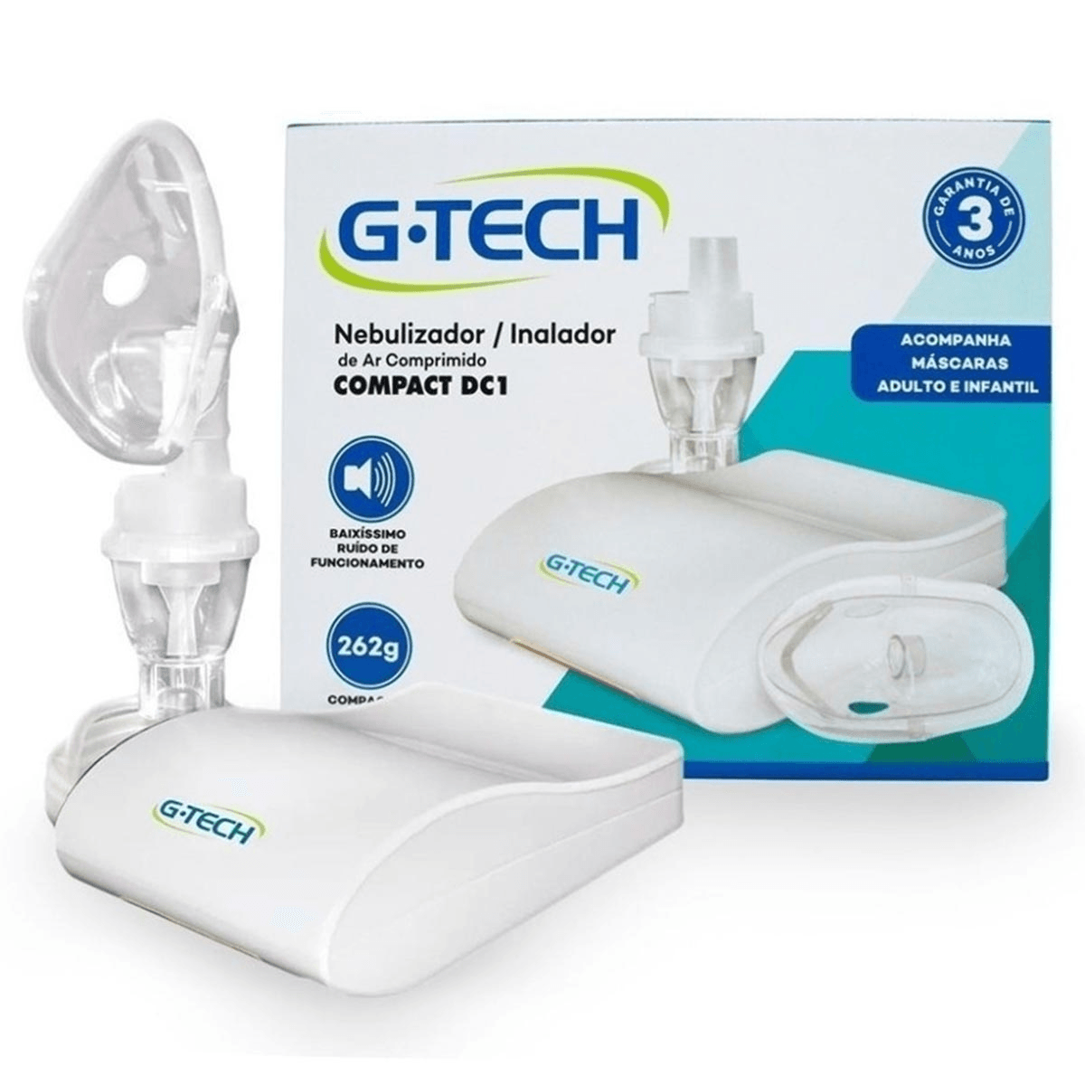 Encontraproduto.com.br - Nebulizador G-Tech Compact DC1 Ar Comprimido Bivolt