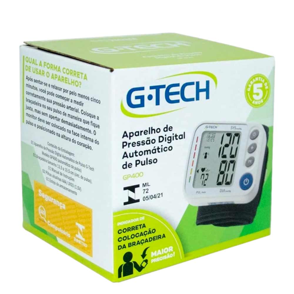Encontraproduto.com.br - Aparelho de Pressão Digital Pulso GTech GP400