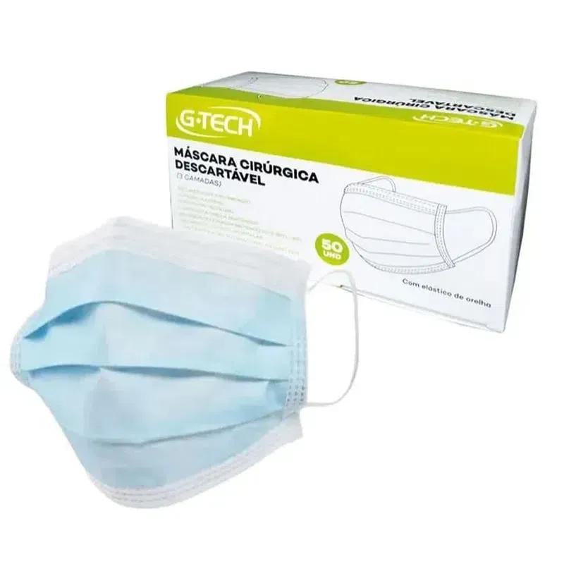 Encontraproduto.com.br - Máscara Gtech Adulto Azul Caixa 50 Unidades