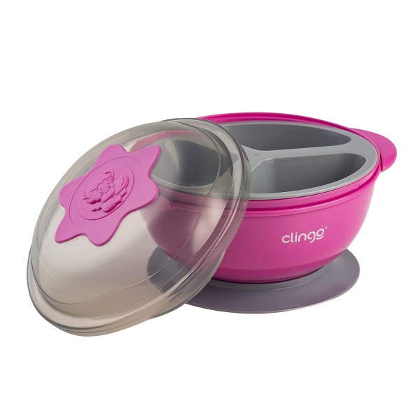 Encontraproduto.com.br - Prato Infantil com Divisória - Clingo - Coleção Colors - Rosa