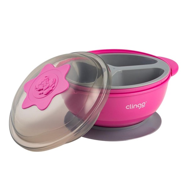 Encontraproduto.com.br - Prato Infantil com Divisória - Clingo - Coleção Colors - Rosa