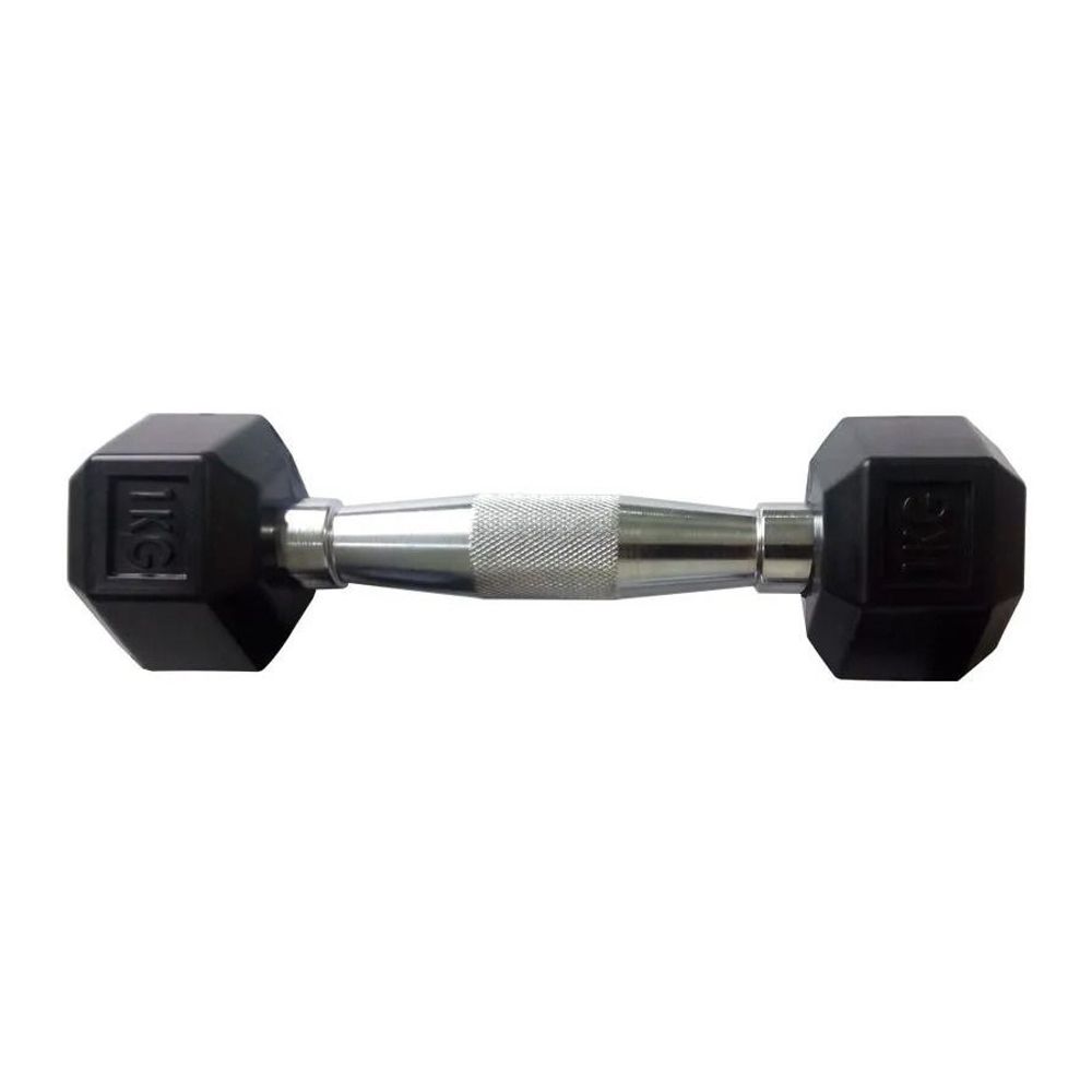 Encontraproduto.com.br - Halteres Sextavado Injetado com Pegada Cromada 1,0Kg