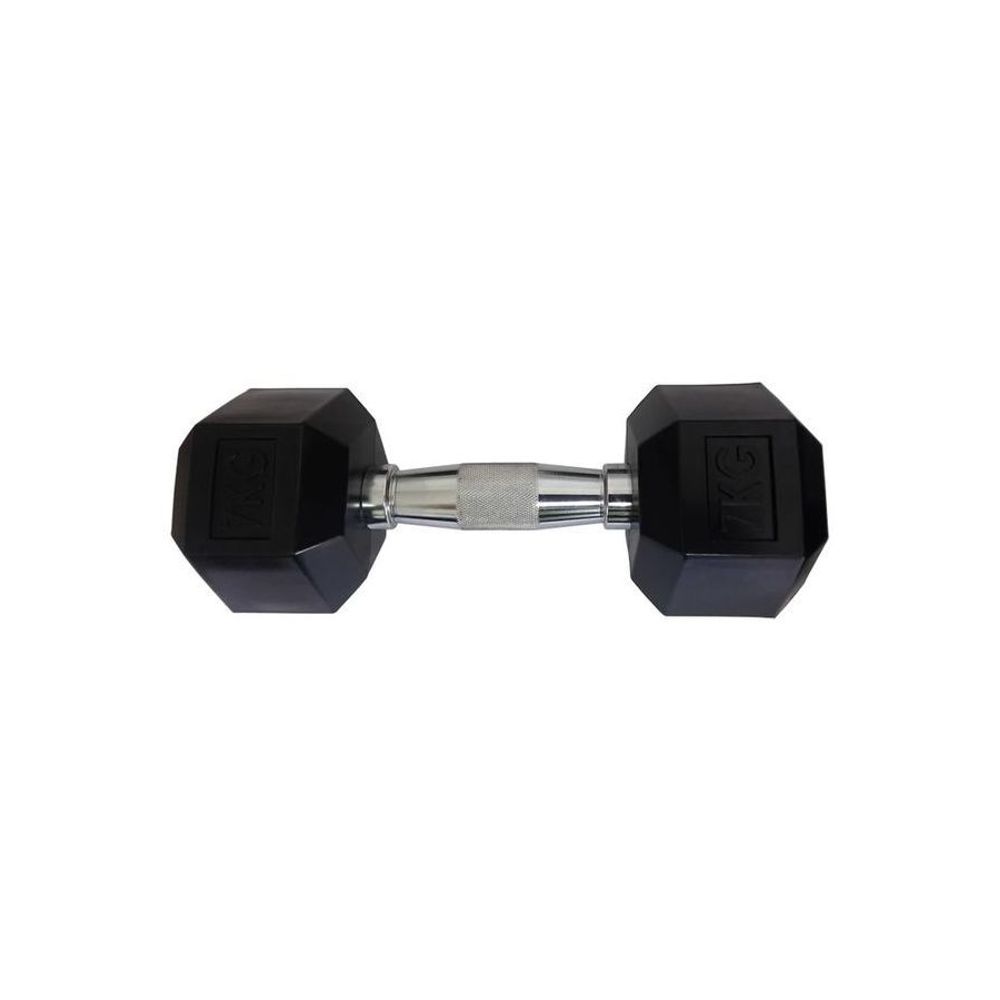 Encontraproduto.com.br - Halteres Sextavado Injetado Com Pegada Cromada 7,0Kg
