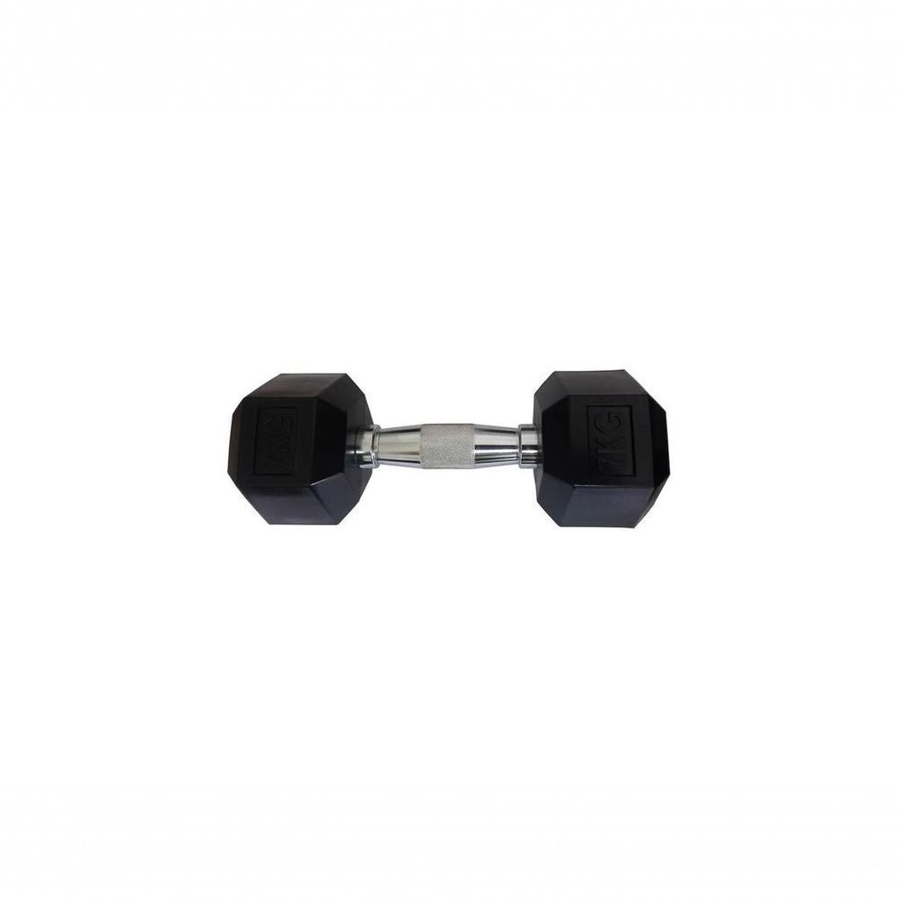 Encontraproduto.com.br - Halteres Sextavado Injetado Com Pegada Cromada 7,0Kg