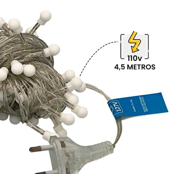 Encontraproduto.com.br - WE DROP - Cordao Pisca Led 40 Bolinhas Branco Quente