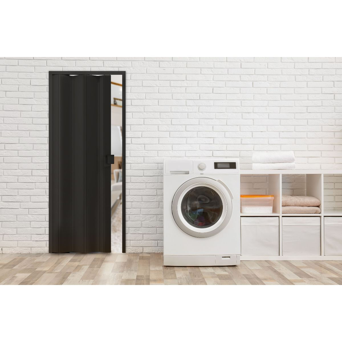 Encontraproduto.com.br - Porta Sanfonada Standard Preta 097x210 Permatti