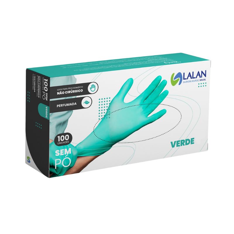 Encontraproduto.com.br - Luva Látex Sem Pó Verde - Lalan