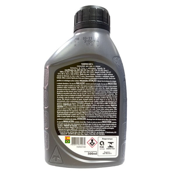 Encontraproduto.com.br - Fluído de Freio Fluidtech Dot 4 LV Classe 6 500ml - Tirreno